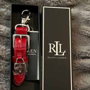 Ralph Lauren Red Leather Key Fob
